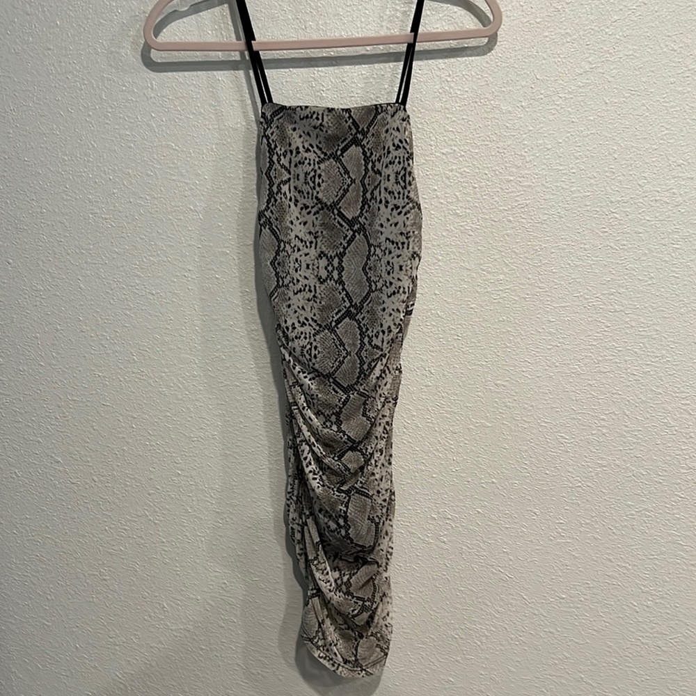 Snake skin slinky ruched dress